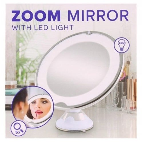Lustro stojące 5 x powiększające z oświetleniem obracane o 360 stopni LED