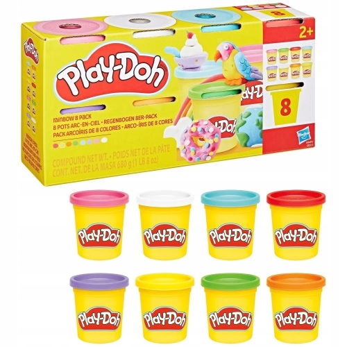 Zestaw ciastoliny 8-pak kolory tęczowe 8 tubek blue-white Hasbro Play-Doh