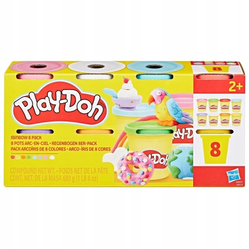 Zestaw ciastoliny 8-pak kolory tęczowe 8 tubek blue-white Hasbro Play-Doh