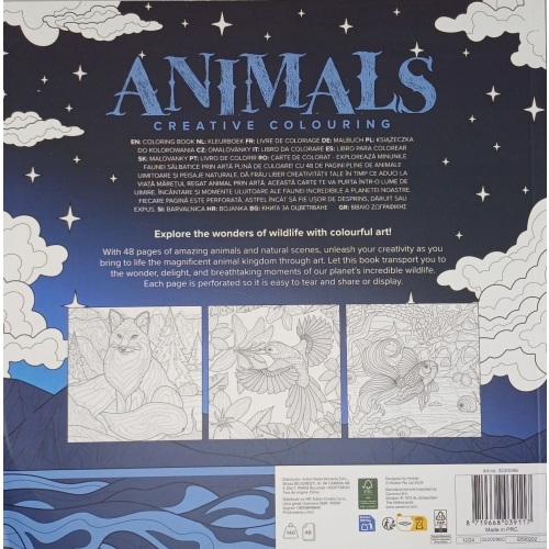 KOLOROWANKA ANIMALS ANTYSTRESOWA KREATYWNE HOBBY 48 KART 25 X 25 CM BLUE