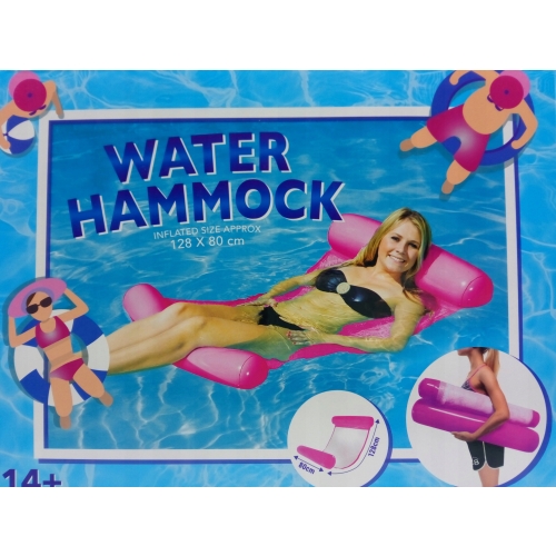 DMUCHANY HAMAK WODNY Z SIATKĄ MATERAC LEŻAK DO OPALANIA 128 x 80 cm RÓŻOWY