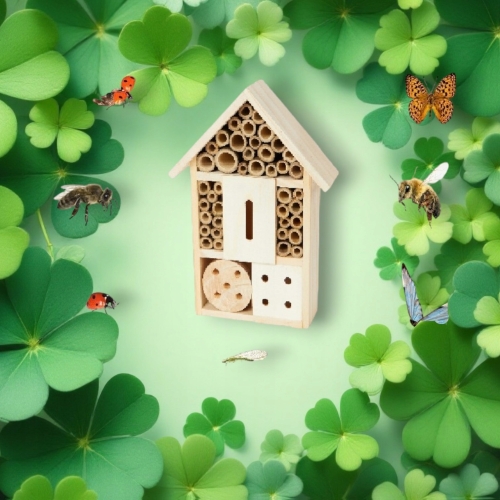 DOMEK BUDKA LĘGOWA OWADY MOTYLE ROBAKI PSZCZOŁY WISZĄCY NATURALNE DREWNO 18