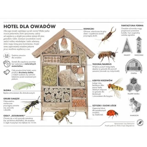DOMEK HOTEL dla pszczół motyli owadów BUDKA lęgowa wysoki drewniany 39 cm