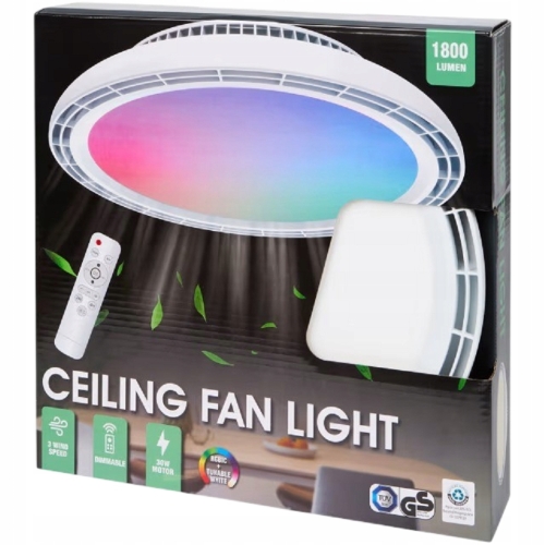 Wentylator sufitowy ze światłem LSC 1800 lumenów 30w rgb Ø 45 cm biały