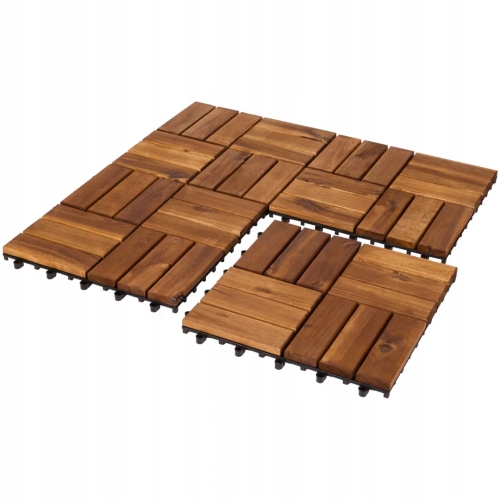 DREWNIANE PŁYTKI PANELE TARASOWE BALKON AKACJA GRUBE 31x31x2.4 D9 4 SZTUKI