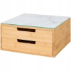 ORGANIZER HERBATA KAWA PRZYPRAWY BAMBUSOWY SZKLANY BLAT 30 cm JASNY MARMUR
