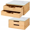 ORGANIZER KAWA HERBATA BAMBUSOWY SZKLANY BLAT 30 cm 2 SZUFLADY JASNY MARMUR