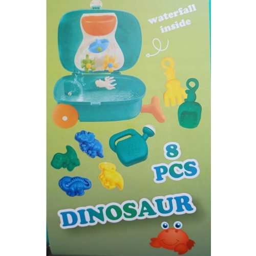 Walizka na kółkach Dinozaur zabawki foremki 8 szt zestaw dla dzieci Zielona