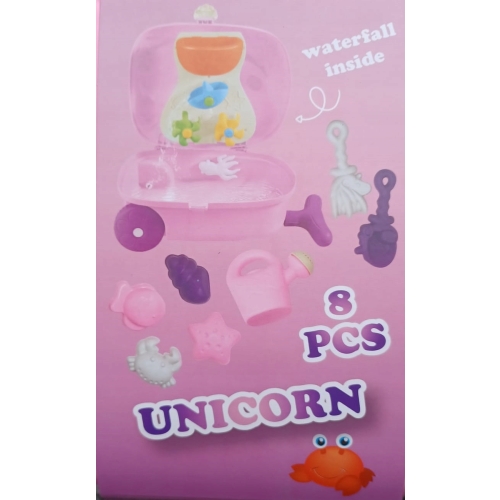 Walizka na kółkach Unicorn zabawki foremki 8 szt zestaw dla dzieci Różowa