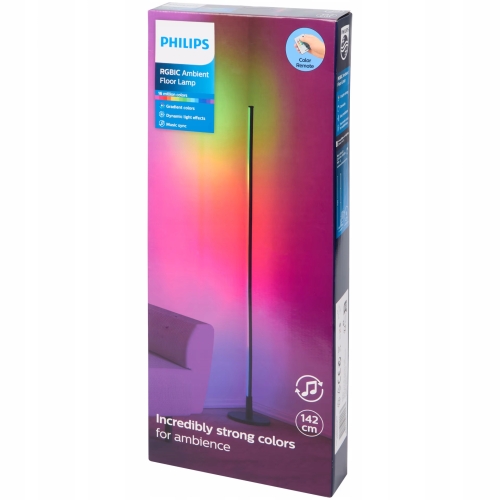 Lampa podłogowa Philips LED RGBIC Ambient 142cm pilot synchronizacja muzyki
