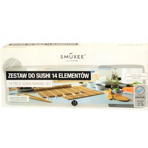 Bambusowy Zestaw do sushi Smukee mata do rolowania 14 elementów dla 5 osób