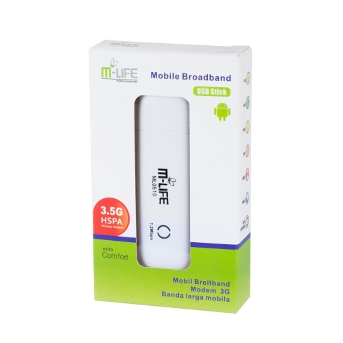 Modem M-Life 7,2Mbps HSDPA UMTS GPRS EDGE GSM ANDROID LINUX VISTA 7 ML0510