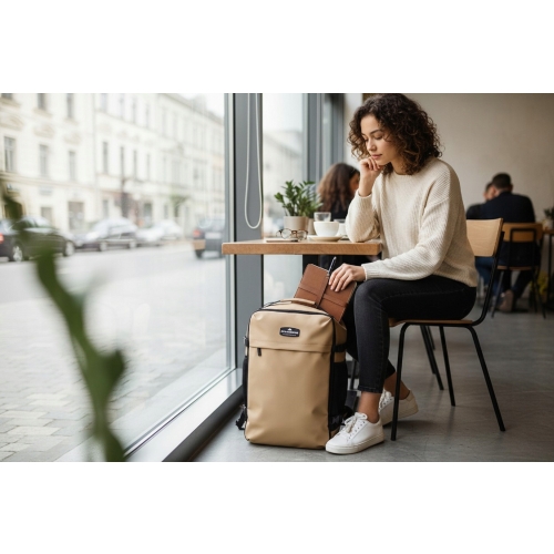 Plecak kabinowy samolotowy kompaktowy 20l pod fotel 40 x 25 x 20 cm BEŻOWY