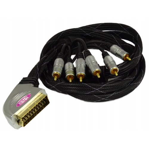KABEL POŁĄCZENIOWY EURO SCART 6*RCA CHINH WYSOKIEJ JAKOŚCI HQ13 1,5m