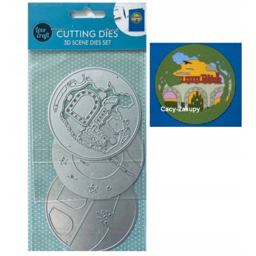 Wykrojnik Matryca Szablon Wycinanie Scrapbooking Maszyna Pociąg Most 3 szt