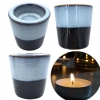 Ceramiczny Świecznik Podstawka Tealight Błyszczący Czarno Niebieski 4 szt
