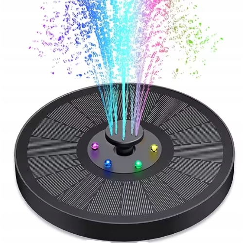 Fontanna solarna RGB pływająca do oczka wodnego 6 dysz ogrodowa stawu 16 cm
