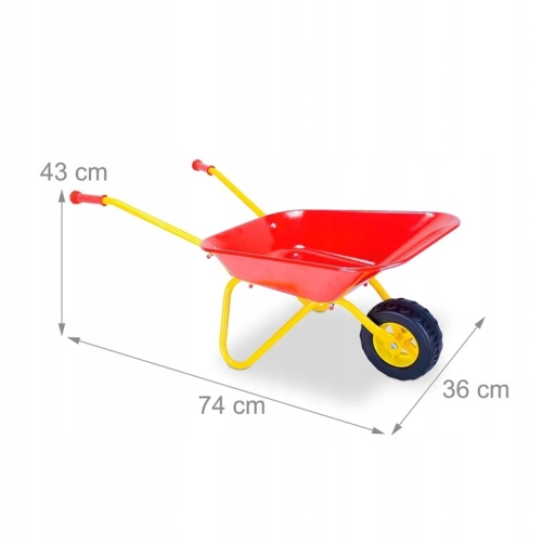 Taczka metalowa ogród piasek zabawka dla dzieci edukacyjna 38 x 76 x 43 cm