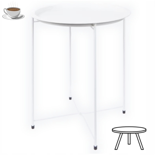 STOLIK KAWOWY OKRĄGŁY SKŁADANY METALOWY LOFT 47 CM ZDEJMOWANY BLAT biały