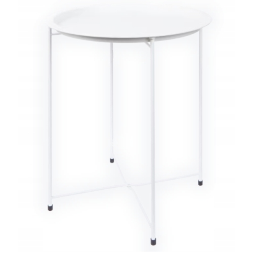 STOLIK KAWOWY OKRĄGŁY SKŁADANY METALOWY LOFT 47 CM ZDEJMOWANY BLAT biały