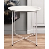 ELEGANCKI BIAŁY STOLIK PRZYSTAWNY METALOWY OKRĄGŁY ZDEJMOWANY BLAT LOFT 2W1