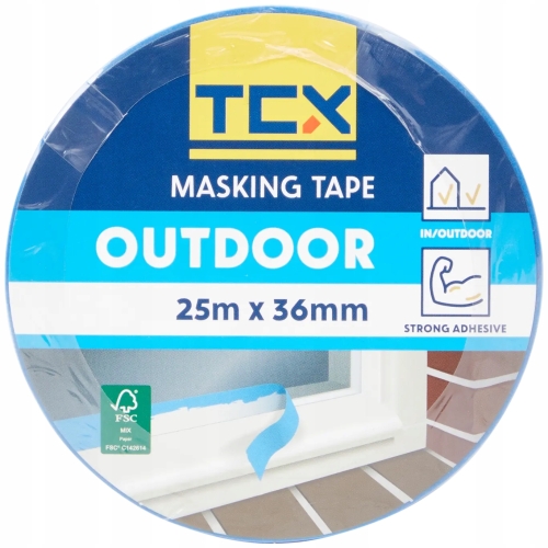 Taśma samoprzylepna maskująca malarska papierowa TCX 36mm 25m zewnętrzna