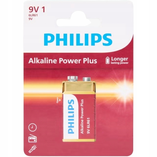 Bateria alkaliczna płaska 6LR61 6F22 9V Philips Wysokiej jakości ogniwa