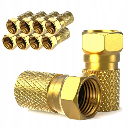 Złączka F RG6 na kabel satelitarny nakręcana 6,8 mm + gumki Złote 8 sztuk