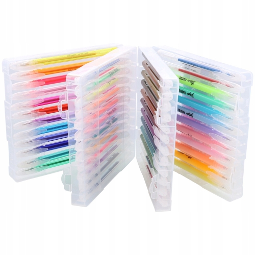 DŁUGOPISY ŻELOWE KOLOROWE BROKAT PASTEL NEON METALICZNE BOX 48 SZTUK AVEC