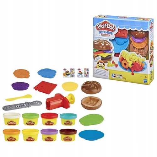 PLAY-DOH Ciastolina BURGER Z FRYTKAMI E5472 HASBRO FOREMKI + 8 TUBEK MASY
