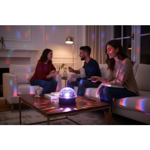 Lampa dyskotekowa projektor kula disco pilot rgb czujnik dźwięku 16 x 13,5