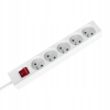 Przedłużacz typu francuskiego z przełącznikiem 3 x 1,5mm biały 5 gniazd 3m
