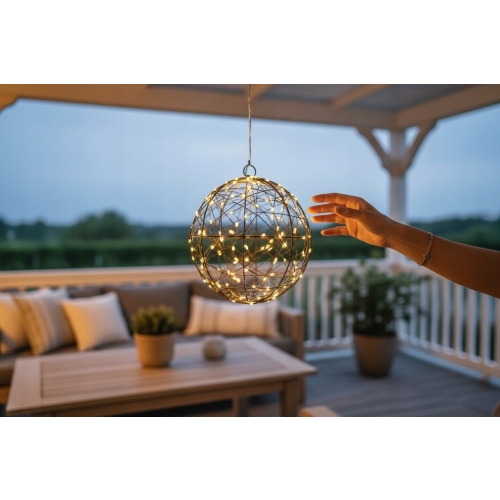 Kula świetlna wisząca Dekoracja Ozdoba Indoor Outdoor TIMER 140 LED 18 cm