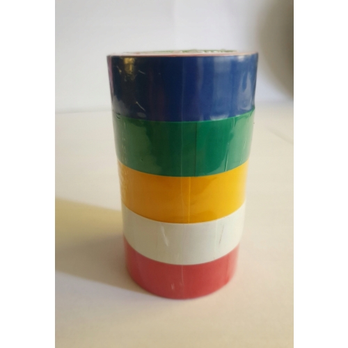 Taśma izolacyjna różne kolory w zestawie 10 m x15 mm mocne 5 sztuk