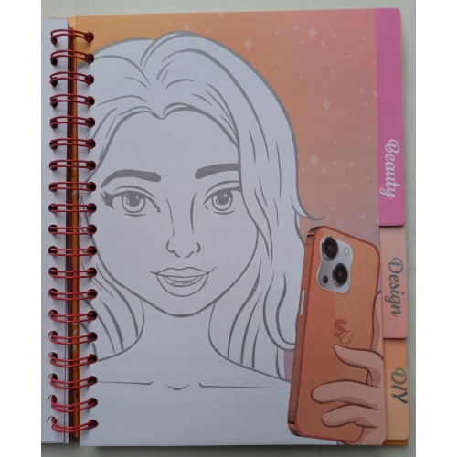 Kolorowanka Selfie Girls Creative Designer moda naklejki szablony 70 stron