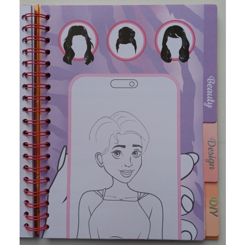 Kolorowanka Selfie Girls Creative Designer moda naklejki szablony 70 stron