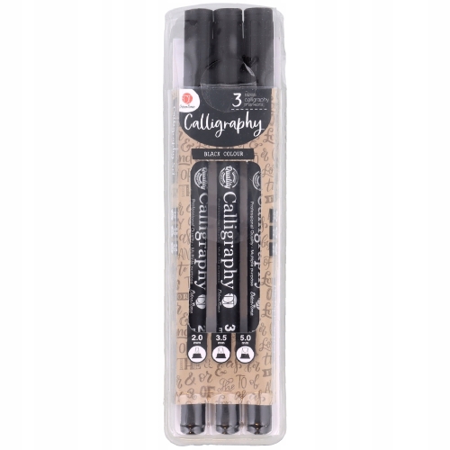 PISAKI DO KALIGRAFII Zestaw 3 sz CZARNE 2 mm 3,5 mm 5 mm DecoTime