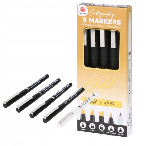 Kaligrafia markery 5 sztuk Złote 2.0 3.5 5.0 Fineliner Biały Gel Pen GOLD