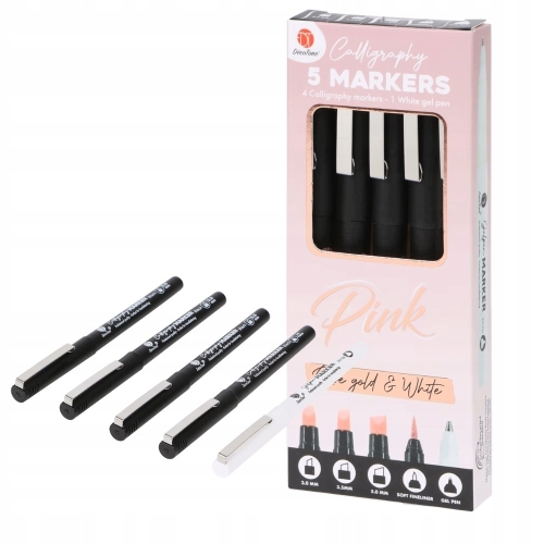 Kaligrafia markery 5 sztuk Różowe 2.0 3.5 5.0 Fineliner Biały Gel Pen PINK