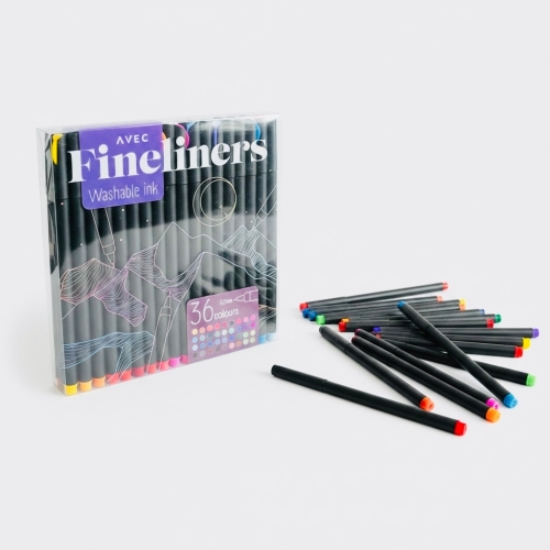 CIENKOPISY PISAKI MAZAKI ZMYWALNE WODĄ FINELINERS 0,5 MM 36 KOLORÓW AVEC