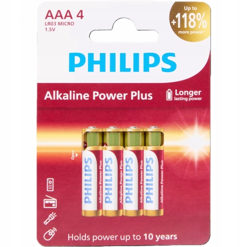 Baterie Philips AA LR6 Alkaliczne Grube Paluszki do Pilota 4 szt Blistr