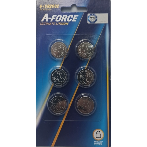 Bateria litowa guzikowa A-Force CR2032 DL2032 BR2032 3V mocna blister 6 szt