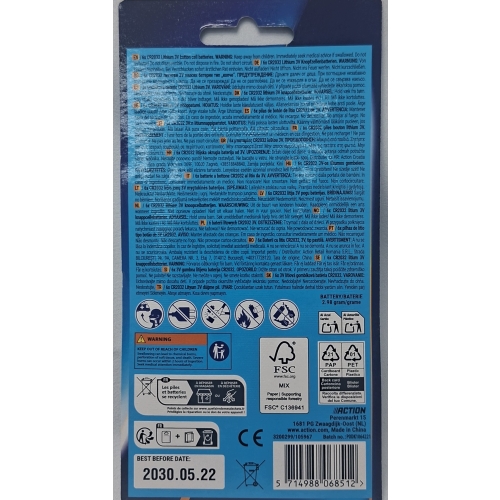 Bateria litowa guzikowa A-Force CR2032 DL2032 BR2032 3V mocna blister 6 szt