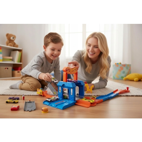 Hot Wheels City Dine & Go Drive-Thru Restauracja samochodowa Auto Czerwone
