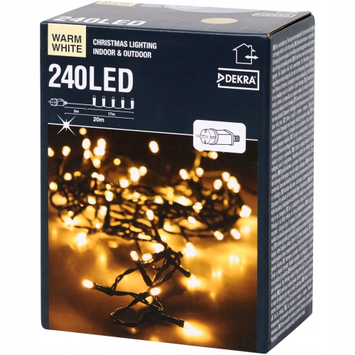 Lampki Choinkowe 20m 240 LED Warm White Zewnętrzne Wewnętrzne IP44 8 TRYBÓW