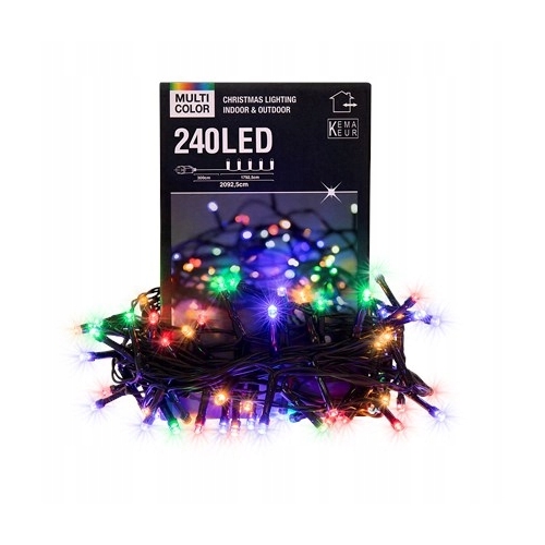 Lampki Choinkowe 20m 240 LED MULTIKOLOR Zewnętrzne Wewnętrzne IP44 8 TRYBÓW