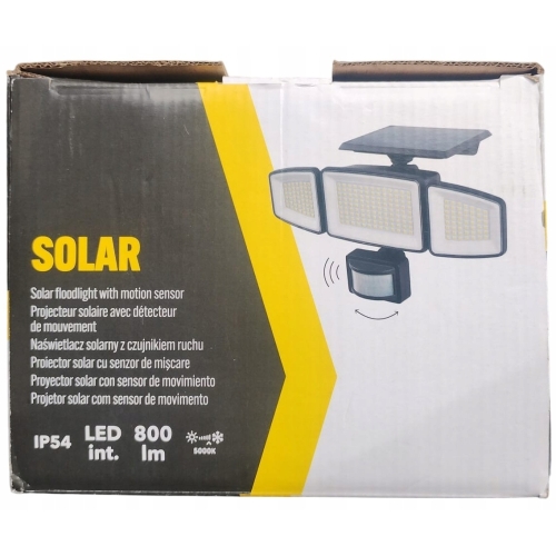 Halogen naświetlacz solarny ip54 biały zimny 800 lm 20 W czujnik ruchu
