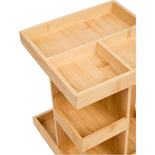 Obrotowy organizer bambusowy na akcesoria kuchenne 360° 22,5 x 22,5 x 28 cm