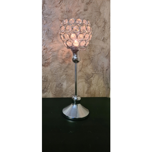 Świecznik srebrny z cyrkoniami na nóżce glamour dekoracja domu Home decor