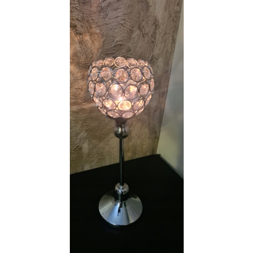 Świecznik srebrny z cyrkoniami na nóżce glamour dekoracja domu Home decor